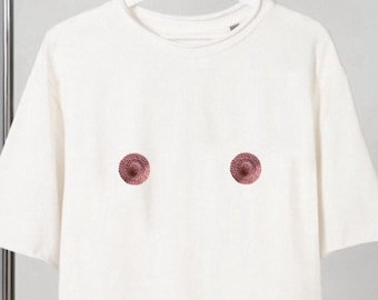 Oversized T-shirts with knitted nipples