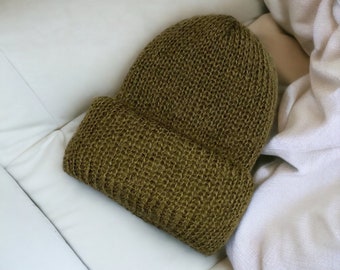 Bonnet tricoté en mohair PATRON hiver unisexe pour homme et femme