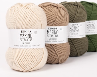 DROPS Merino Extra Fine - Kammgarn Merino Wolle Merinowolle Sockenwolle Superwash Sockenwolle DK superwash Merinowolle Strickgarn