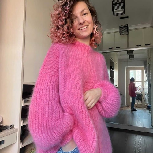 Mohair Sweater Oversize Knit Alpaca Wool Mohair Pullover for
