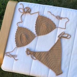 Strick Badeanzug Crochet Bikini Set 100% Baumwollbadeanzug Bild 2