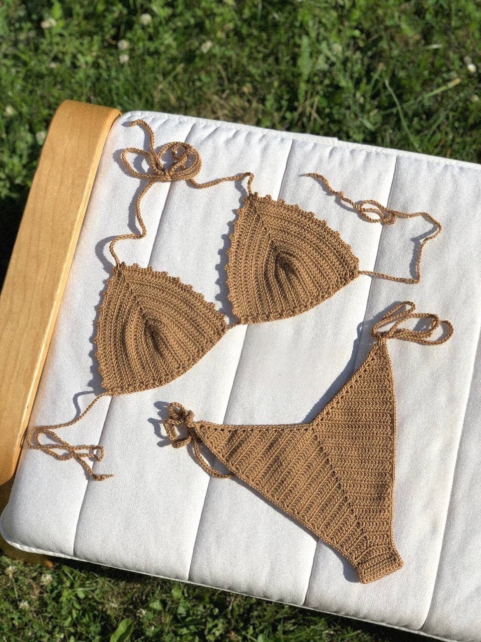 Knitting Off Shoulder Crochet Bikini Set