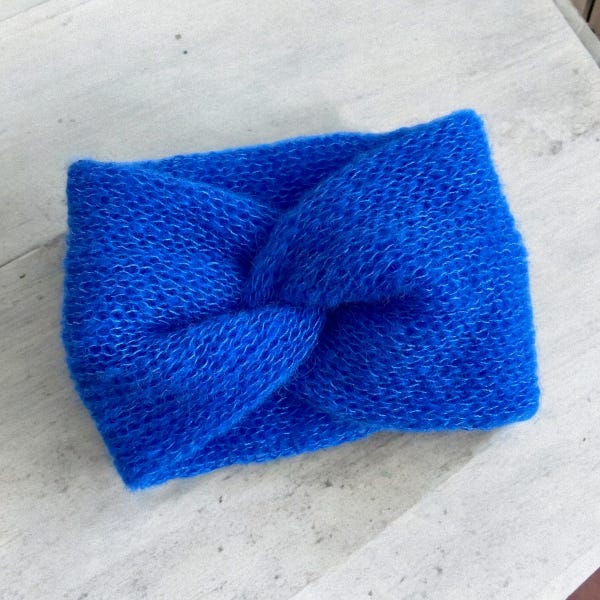 Knitted Alpaca and Silk Headband – Warm Stretchy Handmade Head Wrap – Sizes 54-65 cm (21.25-25.6 inches) Big sizes Small sizes