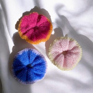Hair scrunchies cable knit, fluffy women&#39;s knitted ties, handmade alpaca silk hair accessories for woman, gift for friend