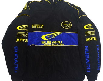 Combinaison de course preppy F-1, veste SUBARU aux couleurs contrastées, veste streetwear F-1 multi-styles, cadeau pour les fans de course, cadeau d'anniversaire