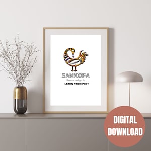 SANKOFA(Return and get it) Wall Art Decor, Adinkra Symbol made with Kente, Afrocentric Wall Decor, Modern Home Decor, 3D Look, Digital PRINT