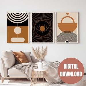 Mid-Century Modern Art Prints Set: Boho Style Afrocentric Decor (Digital Prints)