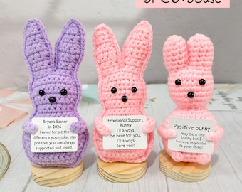 Handmade Crochet Bunny Plush, Easter Gift, Emotional Support, Positive Bunny