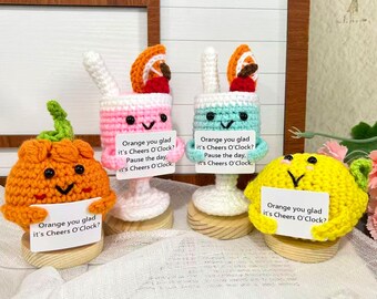 Crochet Lemons Oranges Drink Cups, Summer Party Decor, Cheers Gifts for Vacation