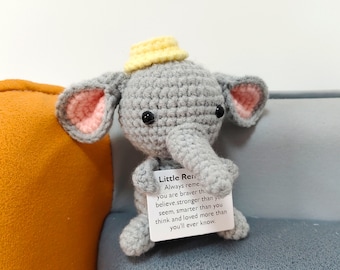 Heartwarming Crochet Elephant with Desk Decorations,Handmade Crochet Elephant Plush,sister gift,Gifts for Children，Interesting Gifts