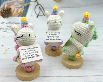Heartwarming Crochet Unicorn With Desk Decorations,Handmade Crochet Unicorn Plush,Gift For Her,Mysterious Unicorn