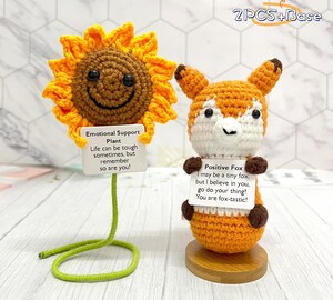Renard Au Crochet Positif – Jouet Amigurumi Fait Main, Environ 6,5 X 5 X 11,5 Cm – Soutien émotionnel, Décoration Mignonne – Cadeau Apaisant Pour Adultes Et Enfants