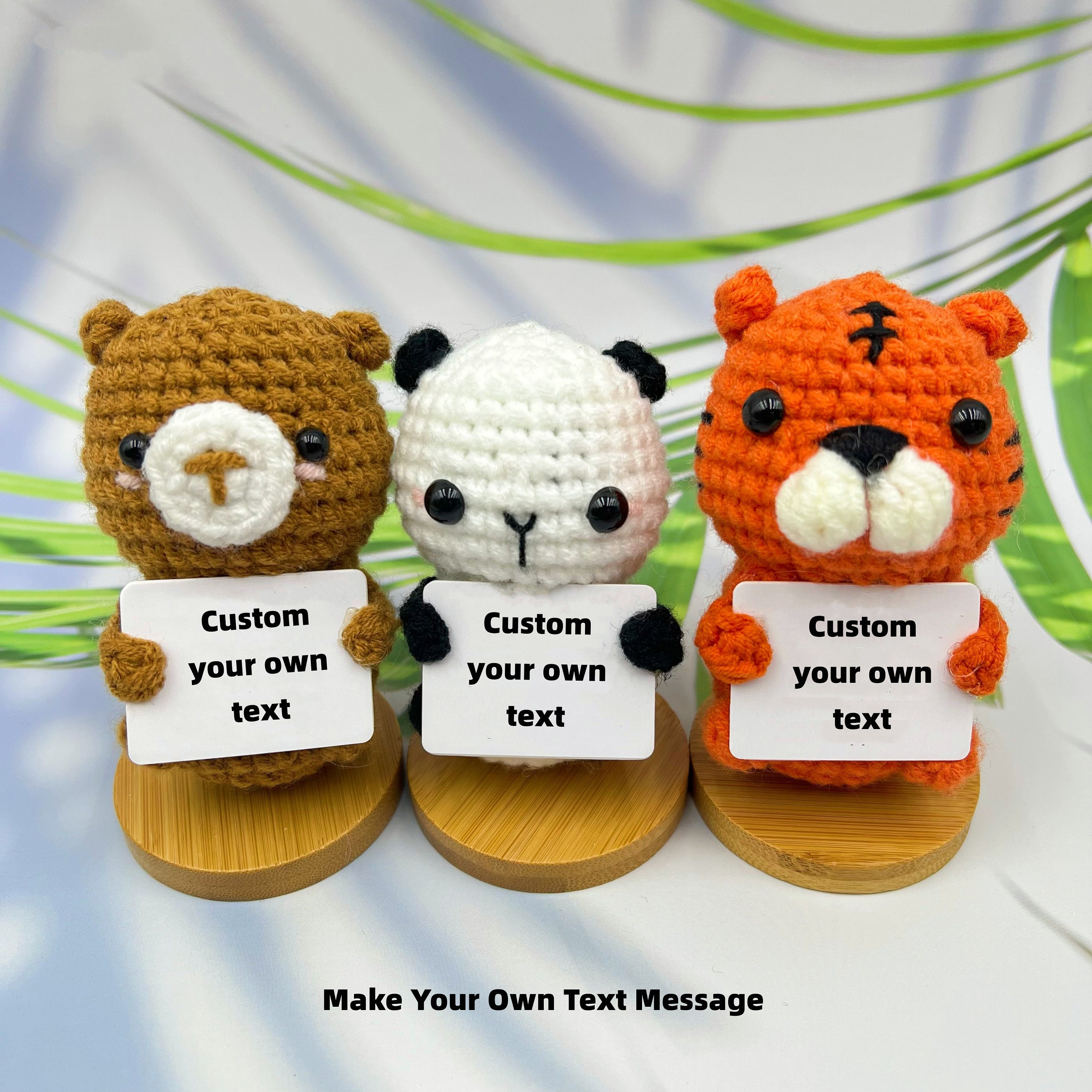 Peluche Positive, Peluche Crochet Positive De Chat, Miniature Cadeau De