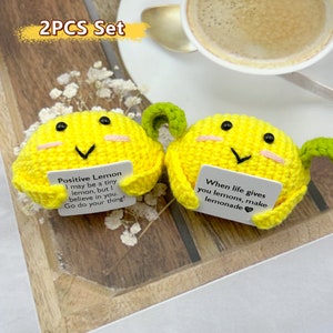 Crochet Positive Lemon-When life gives you lemons, make lemonade-Cute desk accessories-Mental Health Gift-Mother's Day