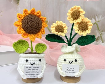 Crochet Sunflower Plant, Be like a sunflower, Cute Desk Accessories, Heartwarming gifts for friends, Sunflower Decor, Mother's Day Gift