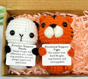 Chat Au Crochet Positif Avec Carte D'encouragement - Cadeau De Soutien émotionnel, Décoration De Bureau Ou De Fête
