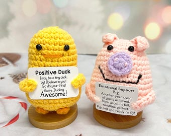Loutre Positive Peluche Crochet Faite Main - Avec Carte D'Encouragement - Cadeau Réconfortant Émotionnel (9x7x6cm)