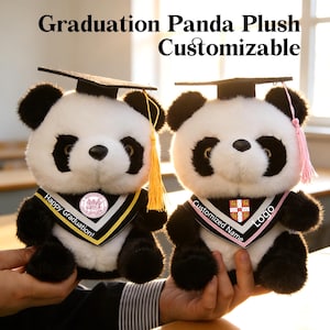 Customized Logo Name Graduation Panda Plush, Graduation Cap, Class of 2026, Commemorative Gift