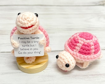 Cute Crochet Turtle Gift,Emotional Support Turtle,Positive Turtle,Gift for kids/family/friend/class/team, Desk Decorations