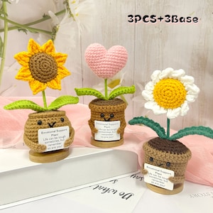 Crochet Sunflower, Daisy & Heart Plant: Emotional Support Gift