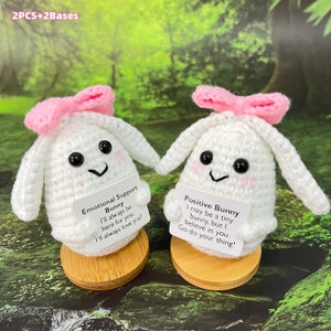 Emotional Support Crochet Bunny Plush,Positive Bunny/Rabbit,Hoppy Easter Gift,Personalized Gift for Kids, Easter Basket Stuffer,Express love