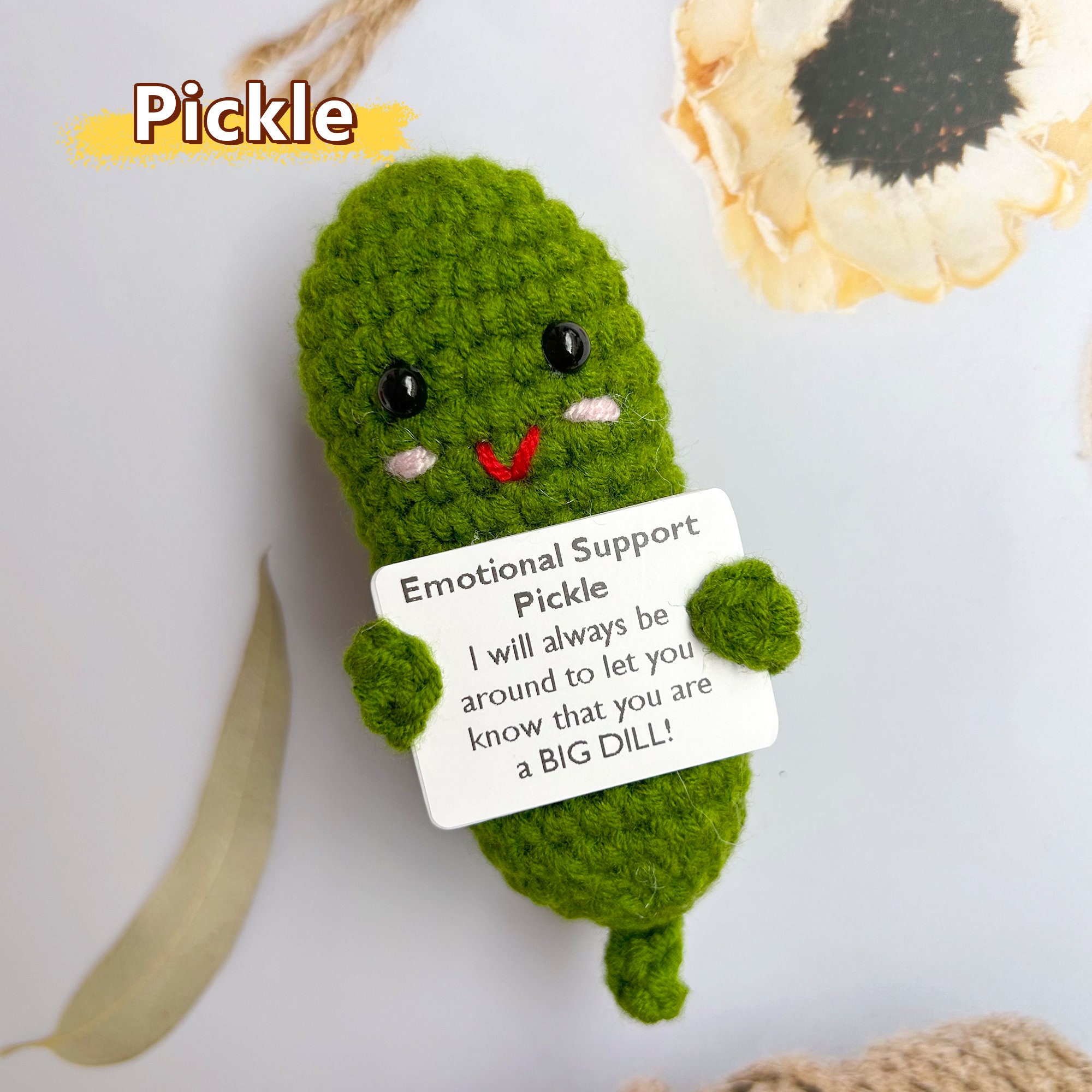 2PCS Emotional Support Pickle+You've Got This Crochet Avocado,You are a big  dill Gift, Crochet Pickle/Avocado,Handmade Custom Gift