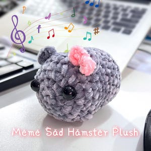 Knitted Squirrel Hamster,Crochet Sad Hamster Keychain,Meme Sad Hamster Plush,Sad Hamster Violin Song,Emotional Comfort Doll,Desk Decor