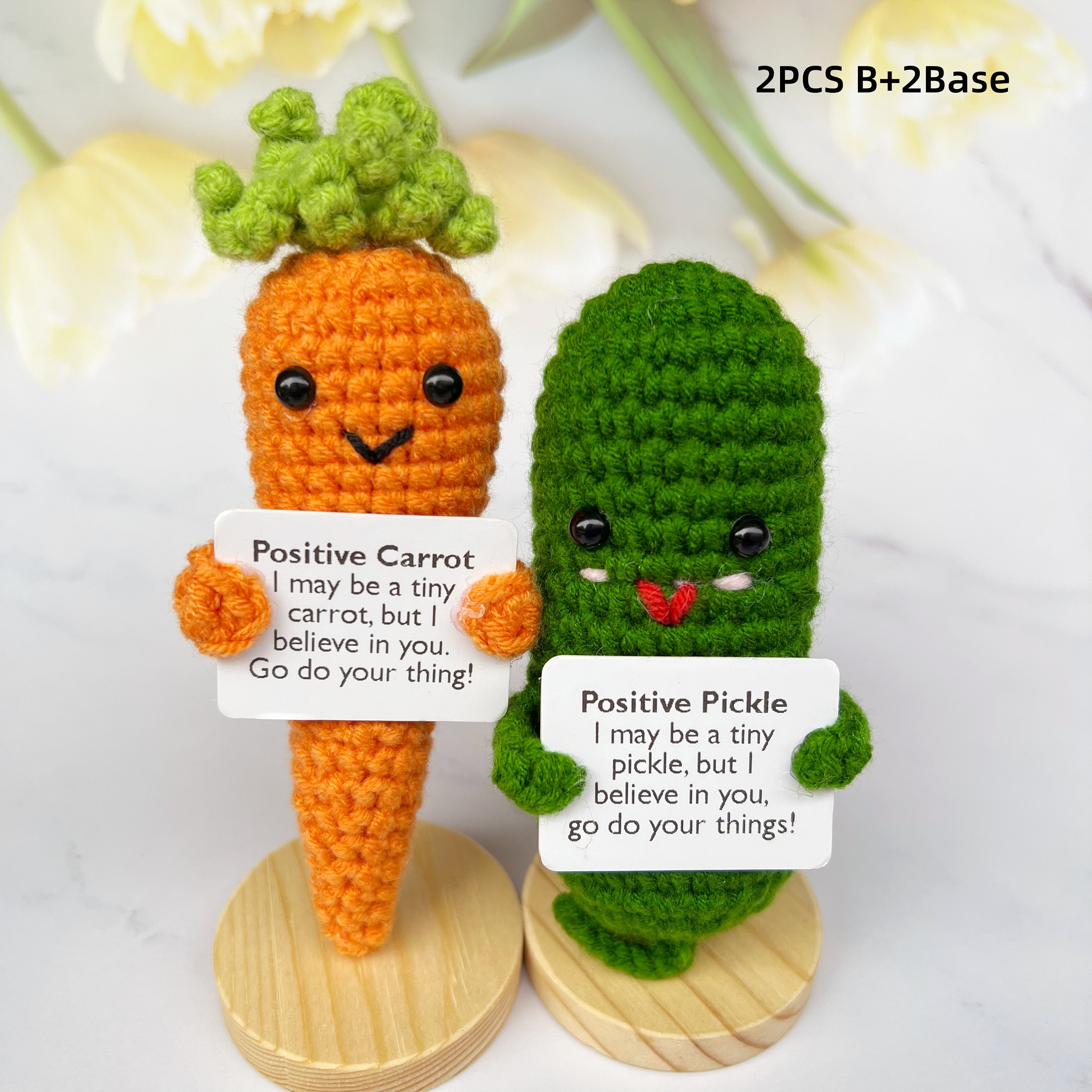 2PCS Crochet Positive Potato/emotional Support Pickle Christmas  Gift-well-being Mental Health Gift With Positive Affirmations-desk  Accessory 
