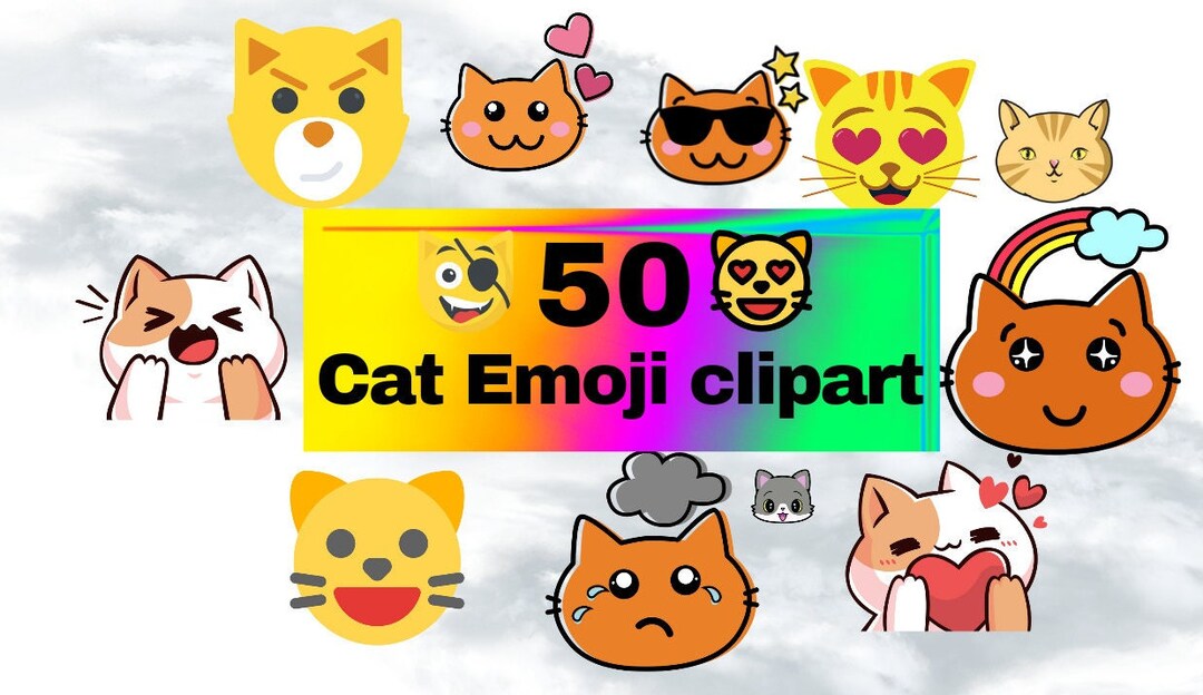 Purrfect Cat Emoji Clipart Set 50 Whiskertastic Graphics Etsy