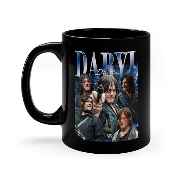 Retro Daryl Dixon Coffee Mug -Daryl Dixon Black Mug Gift For Fan
