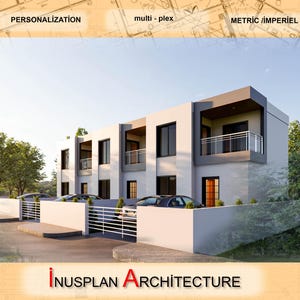3-Unit Multi-Plex Home Plan with Front Garden , Backyard | 21' x 21' Per Unit | 3  Bedrooms, Open Living Room & Kitchen, 3 Bathrooms