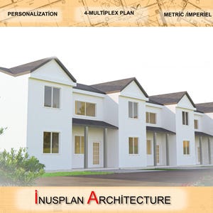 4-Unit Multi-Plex Home Plan | 32'x31' Each Unit | 5 Bedrooms, Open Living Room and Kitchen, 2 Bathrooms | Downloadable & Printable Design
