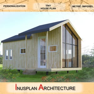 Cozy 394 ft2 Cabin House Plan - Small DIY Cabin Design | Downloadable & Printable Architectural Blueprint