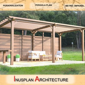 Perfect Pergola DIY Plan - 24&#39; x 10&#39; Functional Wood Pergola for Small Outdoor Patio | Beautiful Veranda Design, Printable Blueprint