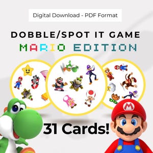 Jeu de cartes Super Mario Dobble/Spot It - Téléchargement numérique - Jeu à imprimer