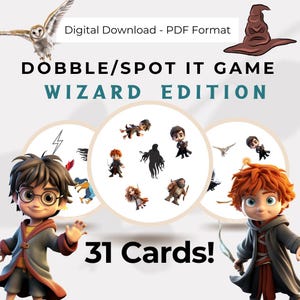 Wizard Dobble/Spot It card game - Digital download - Printable Game