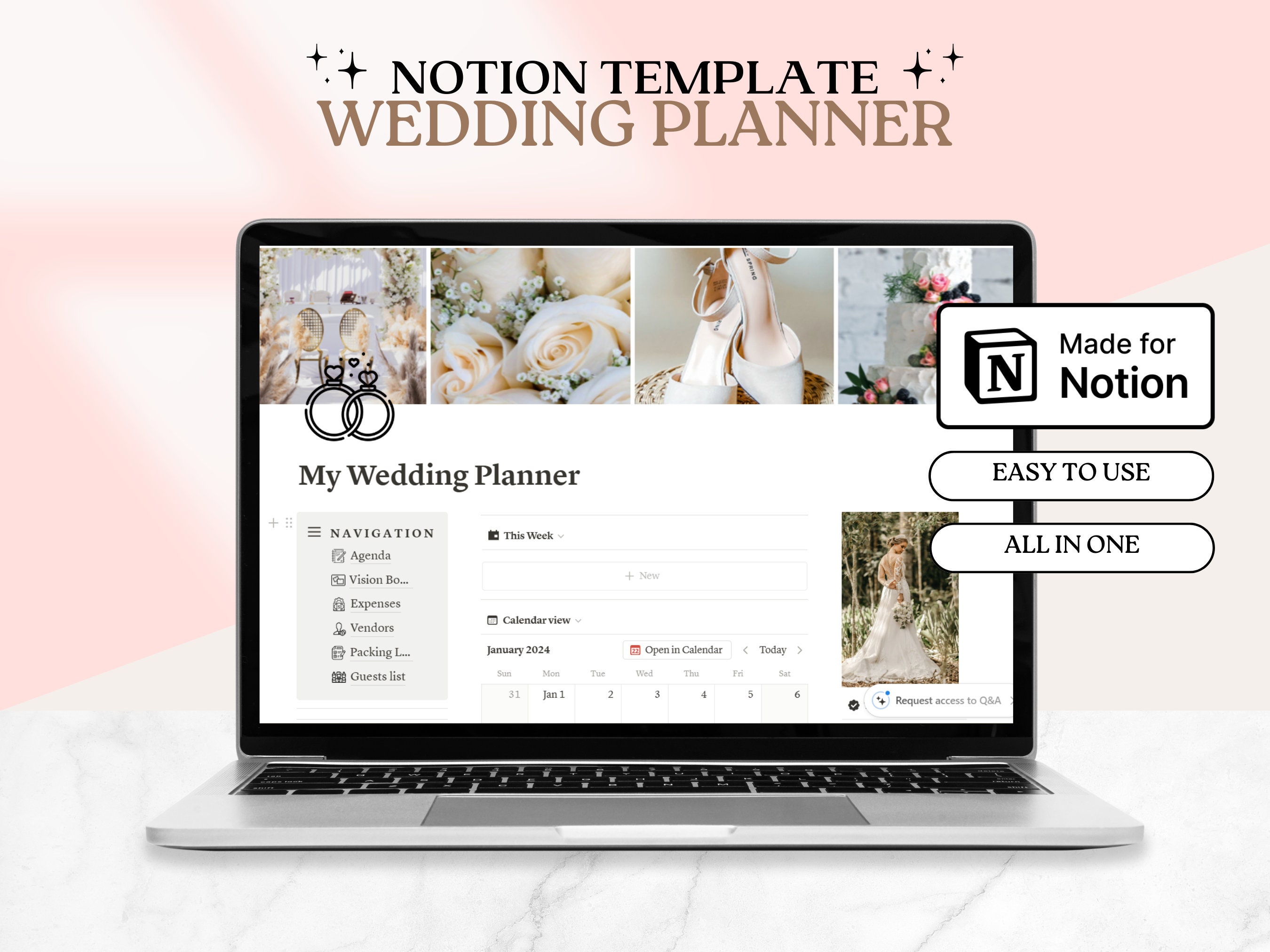 Wedding Notion Template, Notion Planner, Notion Wedding Planner Wedding Notion Template, Notion Planner, Notion Wedding Planner