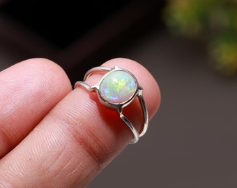 Handmade 925 Sterling Silver Opal Ring: Australian Opal Rings