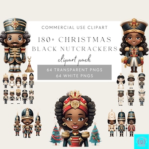 Nutcracker PNG, Bundle of 180 Cute Black Nutcrackers Clipart, African American Christmas Clipart, Xmas PNG, Card Making, Digital Paper Craft