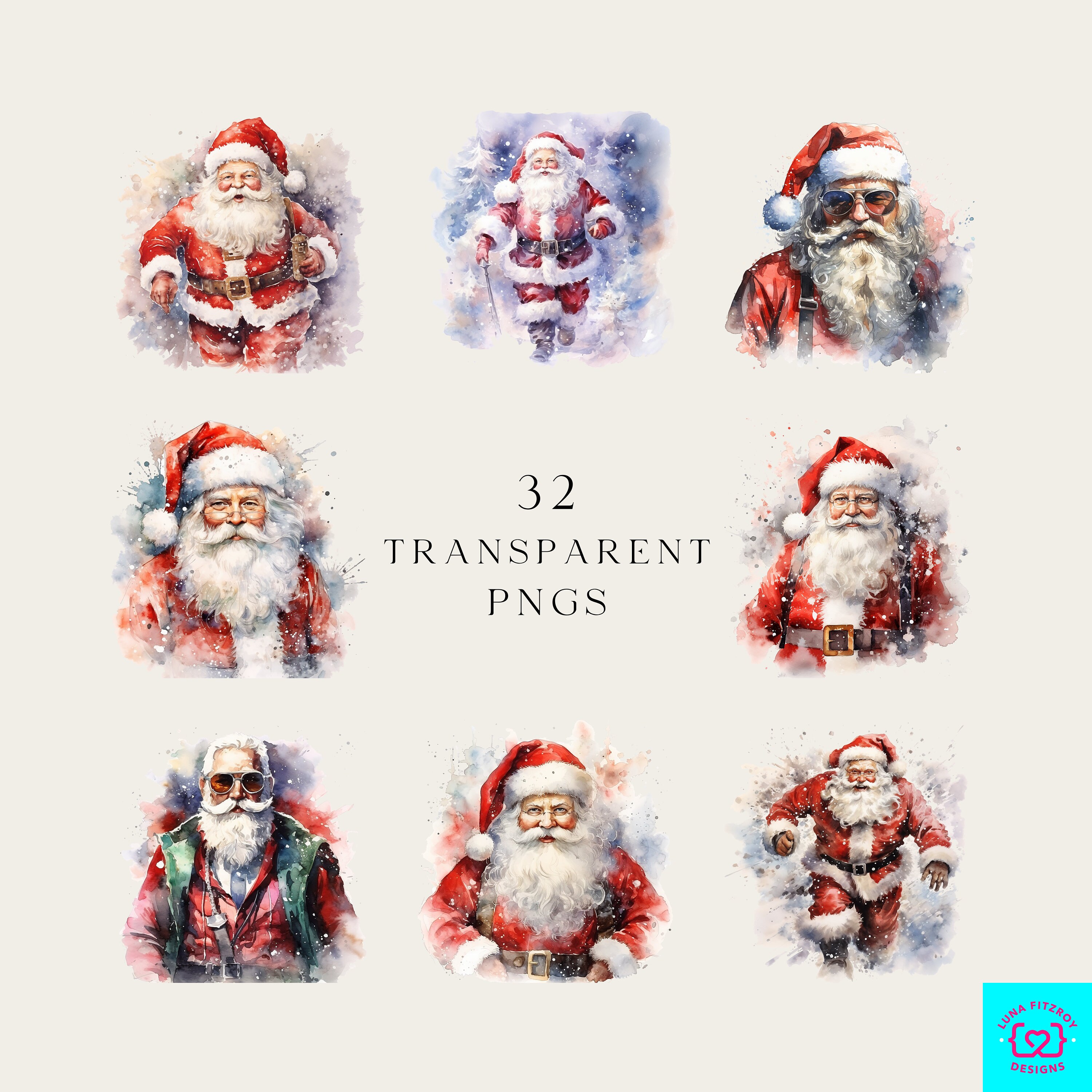 Christmas Santa Clipart PNG Bundle 64 High Quality - Etsy