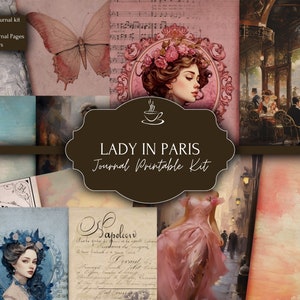 Junk Journal Kit, Vintage, Viktorianisch, Lady, Paris, Shabby Chic, Junk Journal Druckbare Seiten, Digitales Papier,