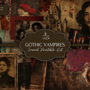 Junk Journal Printable Kit, Vampires, Gothic, Vintage printables, Halloween Gothic Digital for Journals, Scrapbooks, Paper Crafts