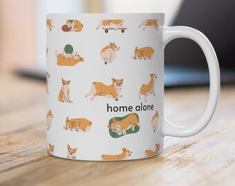 Playful Corgi "Home Alone" 11oz Ceramic Coffee Mug