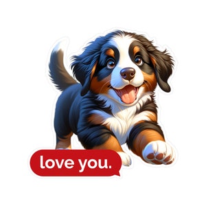 Vinyl Kiss-Cut Sticker Chubby Berner Puppy I Perfect voor dierenliefhebbers I Cute Berner Gift I Dog Lover I Berner Sennenhond I Vinyl Stickers