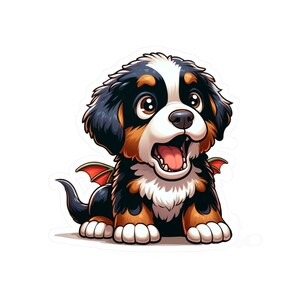 Vinyl Kiss-Cut Sticker Berner Dragon Pup I Perfect voor dierenliefhebbers I Hondenliefhebber I Berner Sennenhond I Vinyl Stickers I 7cm X 7cm