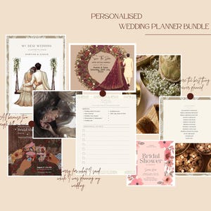 BUNDLE organisateur de mariage personnalisé | Agenda de future mariée | Cartes nuptiales de douche | Réservez les cartes date | Mariage Desi | Organisateur de mariage|
