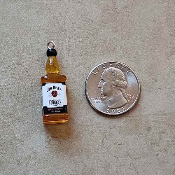 Mini Jim Beam Alcohol Bourbon Liquor Charm for jewelry making and craft idea