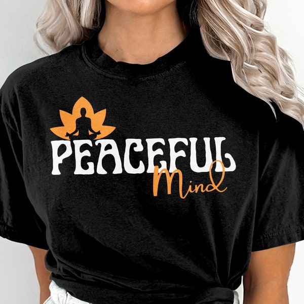 Peaceful Mind Lotus Yoga Meditation Graphic T-Shirt, Mindfulness Tee, Spiritual Zen Top, Unisex Apparel