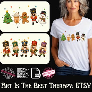 2 jolis motifs de personnages de Noël pour t-shirts (PNG), graphismes Casse-Noisette à télécharger.