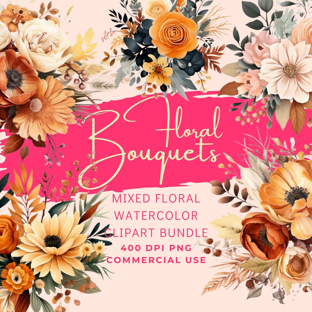Flower Bouquet High Resolution PNG Bundle of 5 Digital Images for